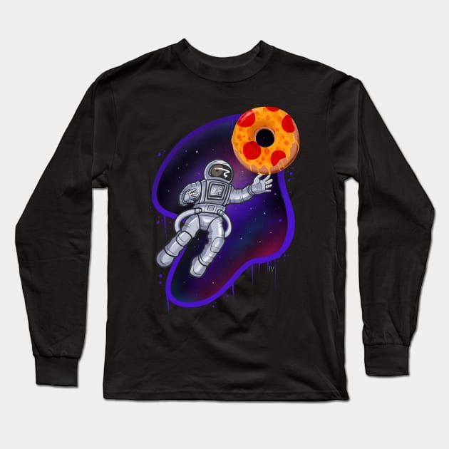 Astronaut Pizza Bagel Long Sleeve T-Shirt by Space Truck